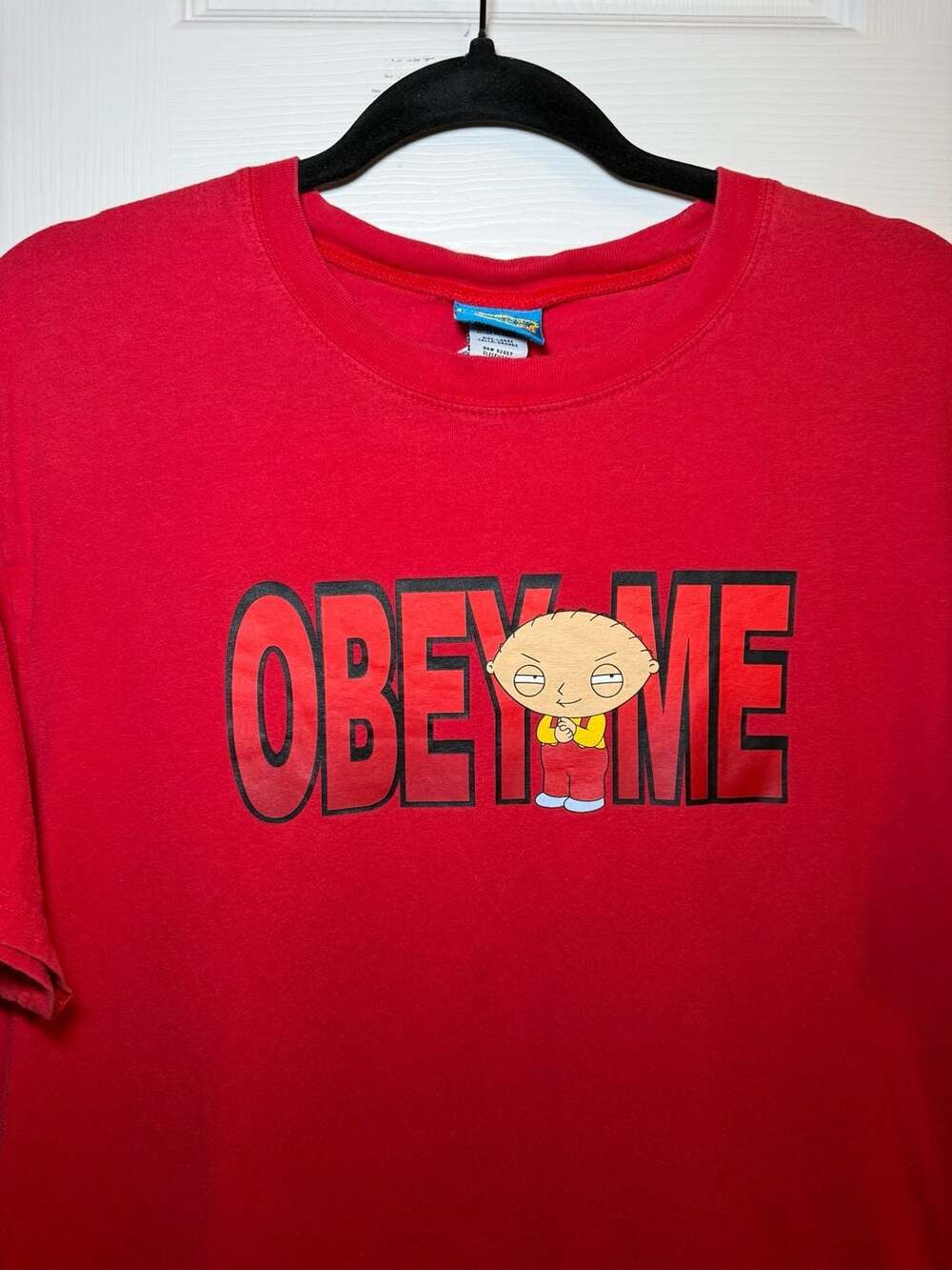 Family Guy Stewie Obey Me T-Shirt Size Large Red Graphic Tee